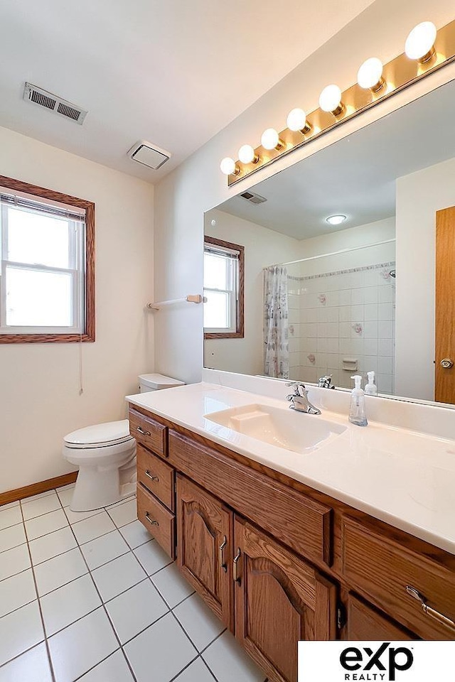 6027 S 36th St, Omaha, NE 68107 - full bath featuring tile patterned flooring, visible vents, toilet, and vanity