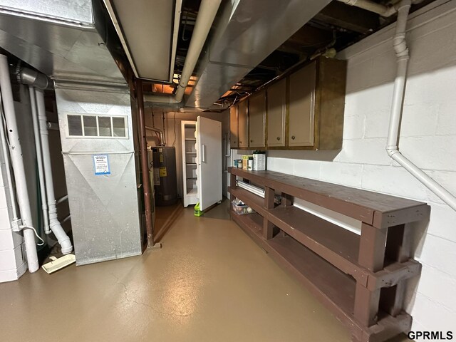 108 S Quince Ave, Dewitt, NE 68341 - unfinished basement with electric water heater and concrete block wall