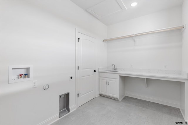 10907 N 167th St, Bennington, NE 68007 - laundry area with cabinet space, hookup for an electric dryer, hookup for a washing machine, baseboards, and recessed lighting
