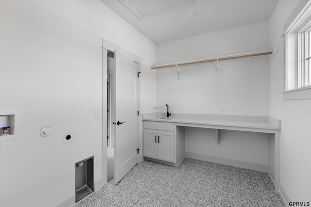 10907 N 167th St, Bennington, NE 68007 - laundry area featuring hookup for an electric dryer, cabinet space, washer hookup, light flooring, and baseboards