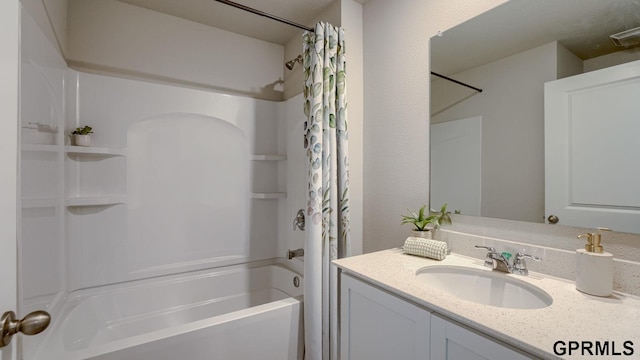 13607 Whitmore St, Omaha, NE 68142 - full bathroom featuring shower / bath combination with curtain and vanity
