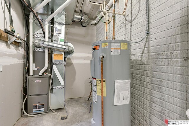 utilities featuring heating unit and electric water heater