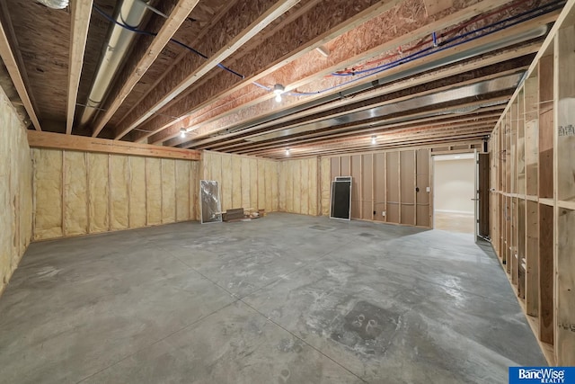 view of unfinished basement