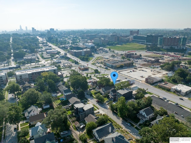 bird's eye view with a city view