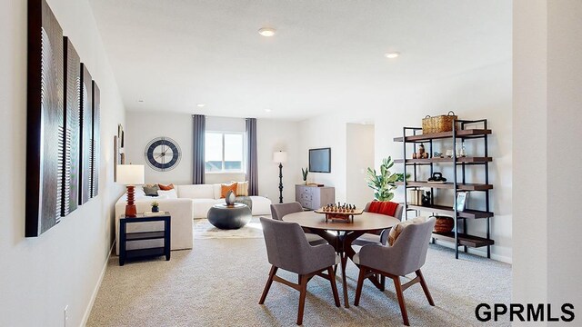 17650 Portal St, Omaha, NE 68136 - dining room with baseboards, recessed lighting, and carpet flooring