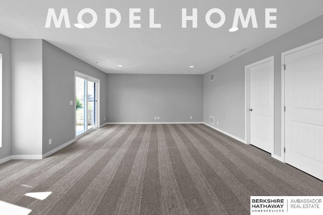 interior space with baseboards, visible vents, and recessed lighting
