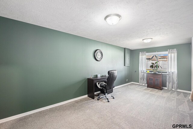 16604 Weber St, Bennington, NE 68007 - unfurnished office with baseboards, carpet flooring, and a textured ceiling