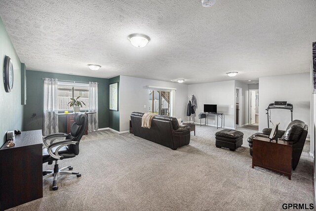 16604 Weber St, Bennington, NE 68007 - carpeted living area with baseboards and a textured ceiling