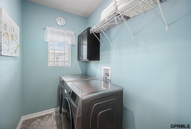 16604 Weber St, Bennington, NE 68007 - laundry room featuring separate washer and dryer, baseboards, and laundry area