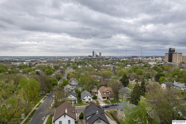 aerial view with a residential view