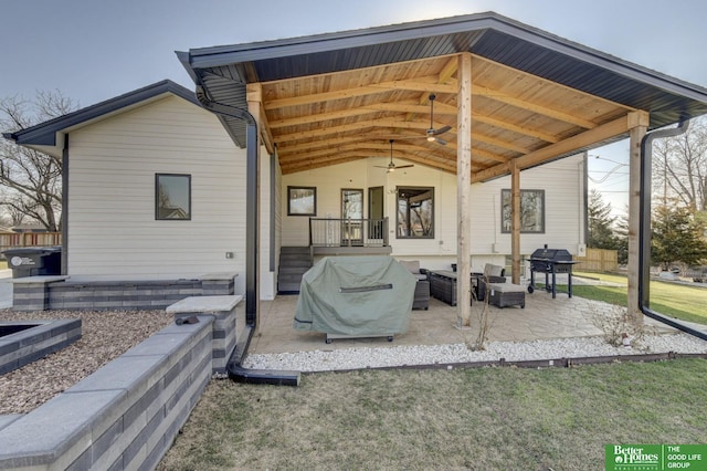 view of patio / terrace with grilling area and ceiling fan