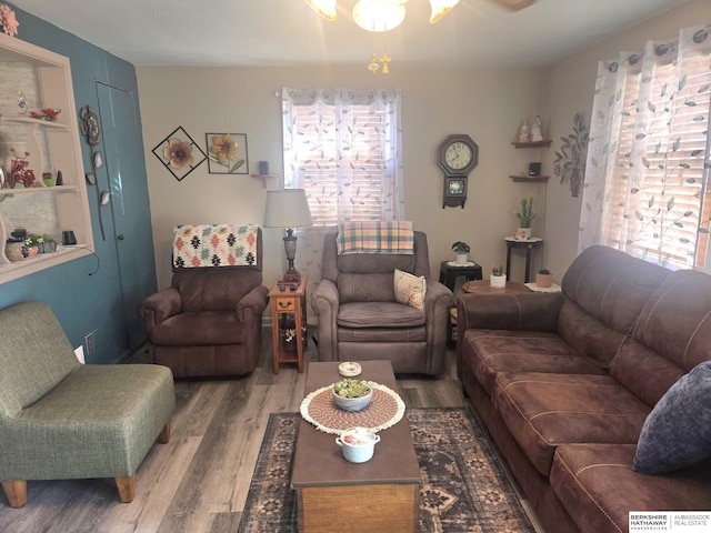 living area featuring wood finished floors