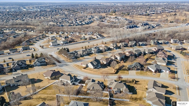 bird's eye view with a residential view