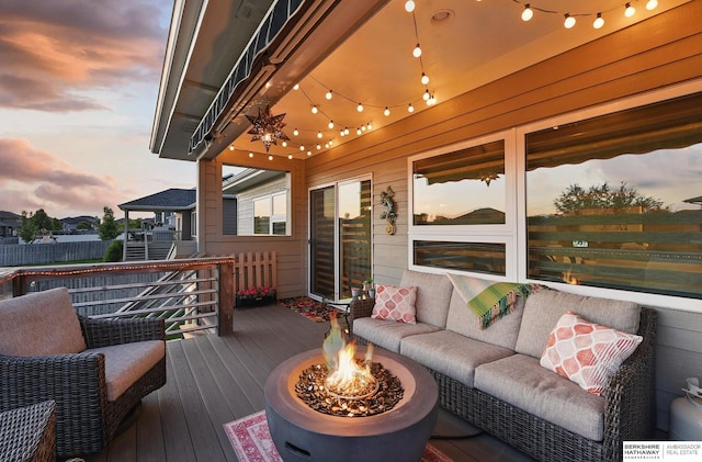 8914 N 171st St, Bennington, NE 68007 - wooden deck with an outdoor living space with a fire pit