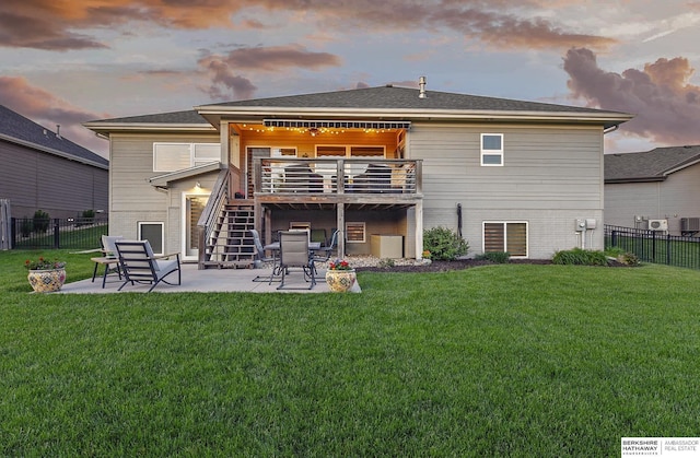 8914 N 171st St, Bennington, NE 68007 - back of property at dusk featuring stairs, a patio, and a deck