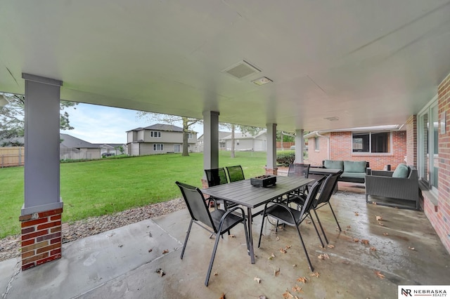 view of patio featuring outdoor dining area and outdoor lounge area