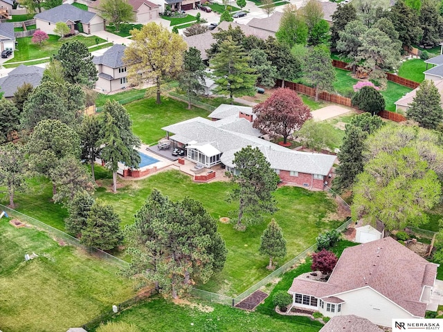 drone / aerial view with a residential view