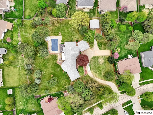 aerial view featuring a residential view