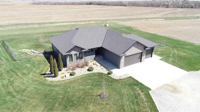 aerial view with a rural view