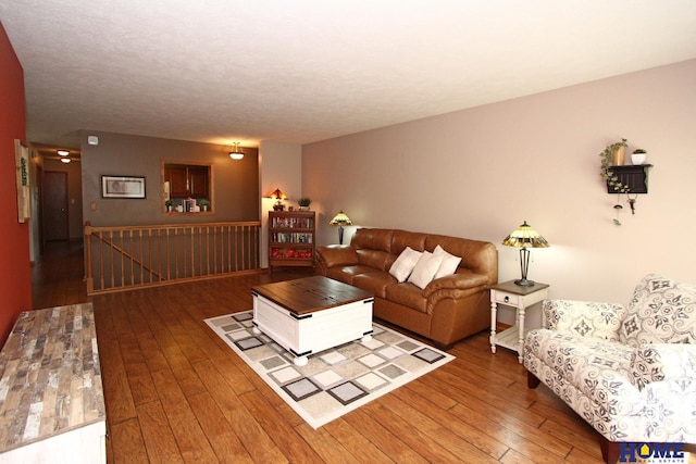 living room with hardwood / wood-style floors