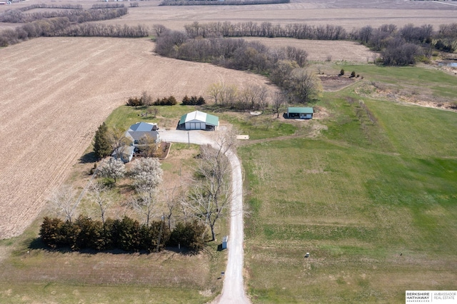 drone / aerial view featuring a rural view