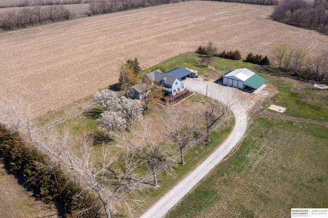 aerial view featuring a rural view