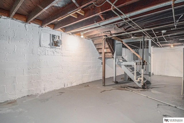 unfinished below grade area with stairs