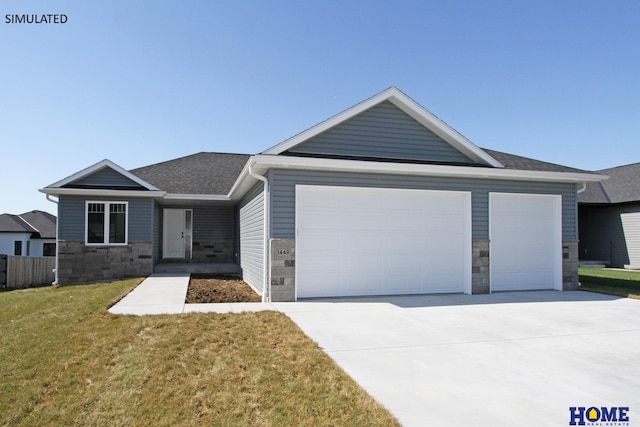 1611 W Trout Dr, Lincoln, NE 68521 - single story home featuring an attached garage, stone siding, and concrete driveway