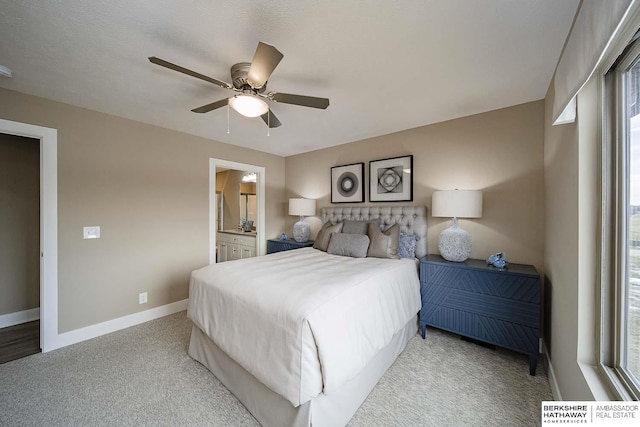 17045 Hawthorne Ave, Omaha, NE 68118 - bedroom featuring ceiling fan, baseboards, carpet, and connected bathroom