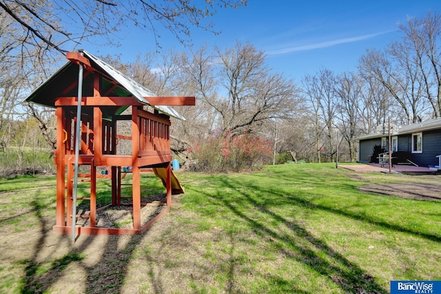 view of yard with a playground