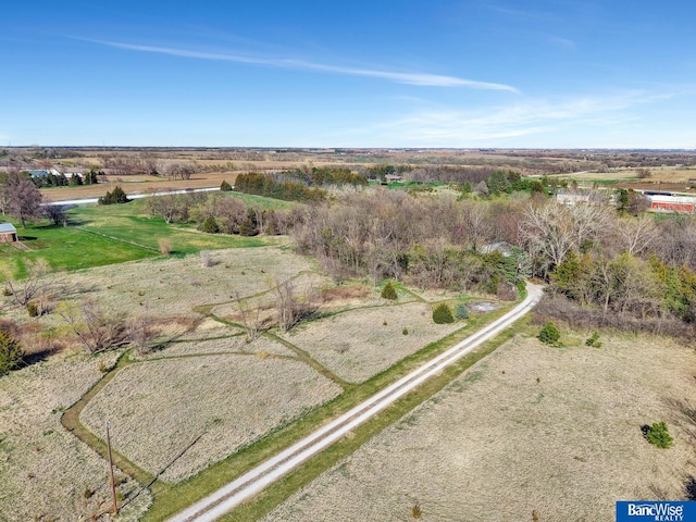 aerial view featuring a rural view