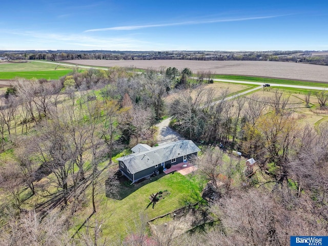 aerial view featuring a rural view