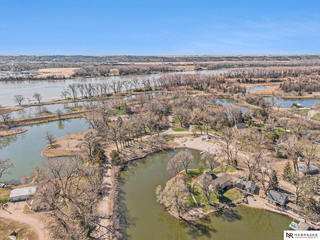bird's eye view featuring a water view