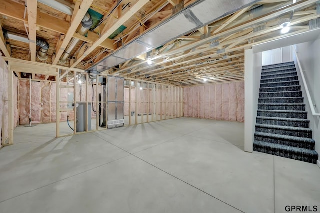 unfinished basement with stairway