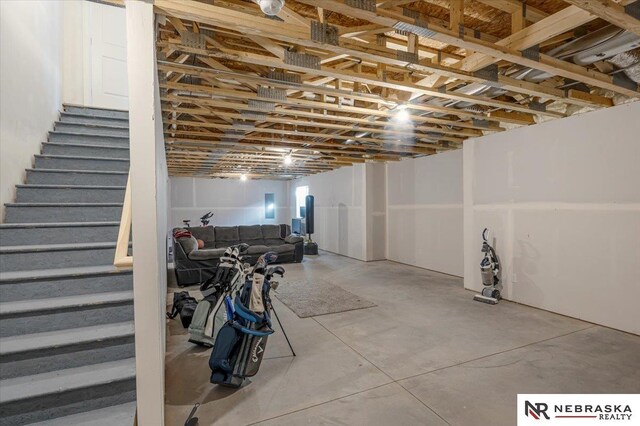 below grade area featuring stairs