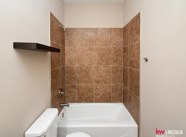 full bath with toilet and bathing tub / shower combination