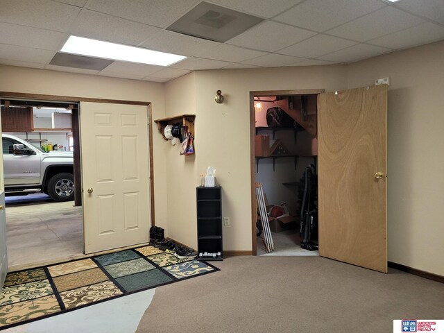 1321 Frances St, Goehner, NE 68364 - foyer with carpet floors, a drop ceiling, and baseboards