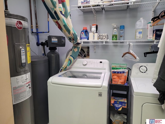 1321 Frances St, Goehner, NE 68364 - clothes washing area with water heater, washer and dryer, and laundry area