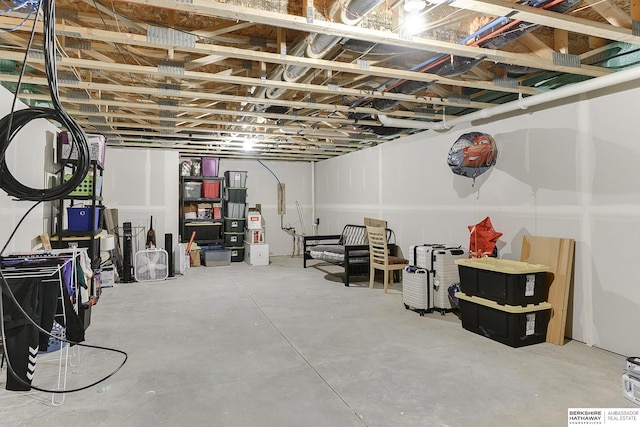 view of unfinished basement