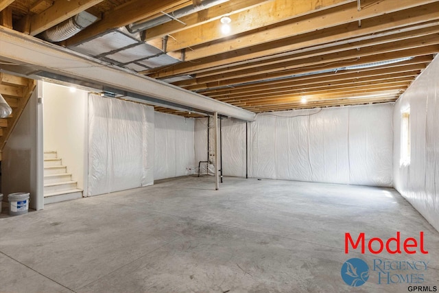 unfinished basement with stairs
