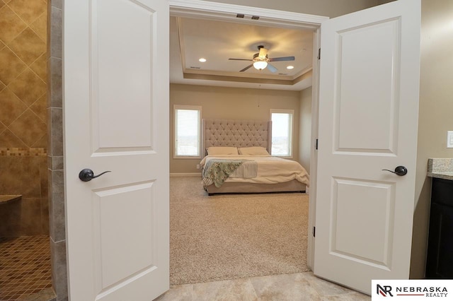 9441 Southern Sky Cir, Lincoln, NE 68505 - carpeted bedroom with recessed lighting and a raised ceiling
