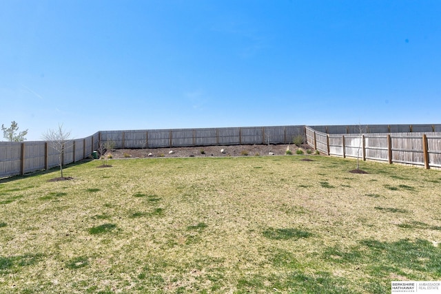 view of yard with visible vents and a fenced backyard