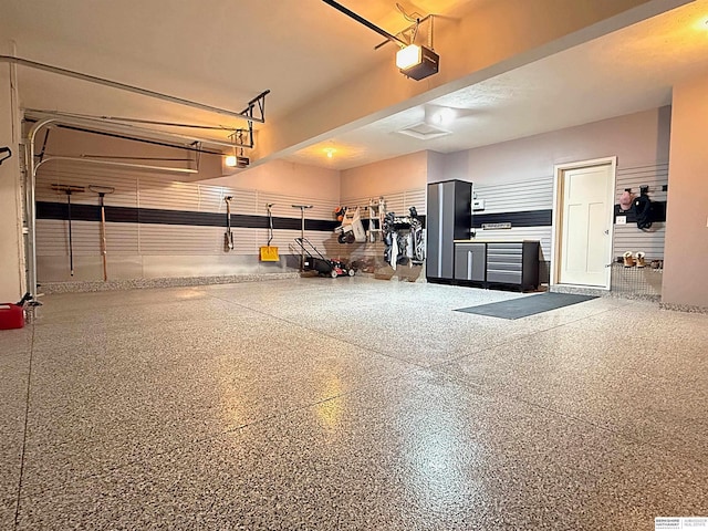 garage with a garage door opener