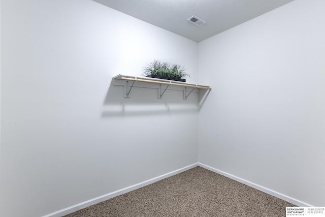 walk in closet featuring carpet floors and visible vents
