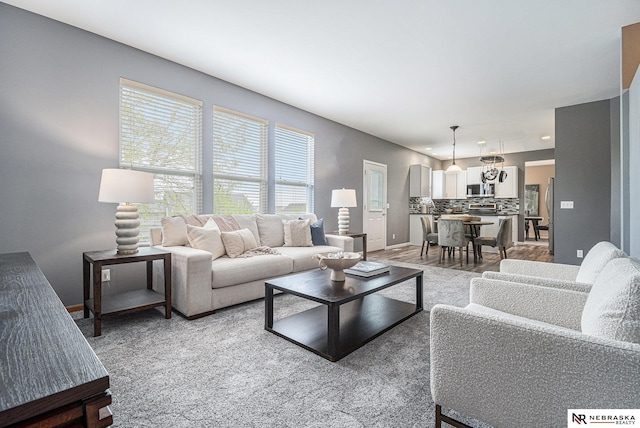 living area with baseboards
