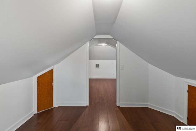additional living space with wood finished floors and lofted ceiling