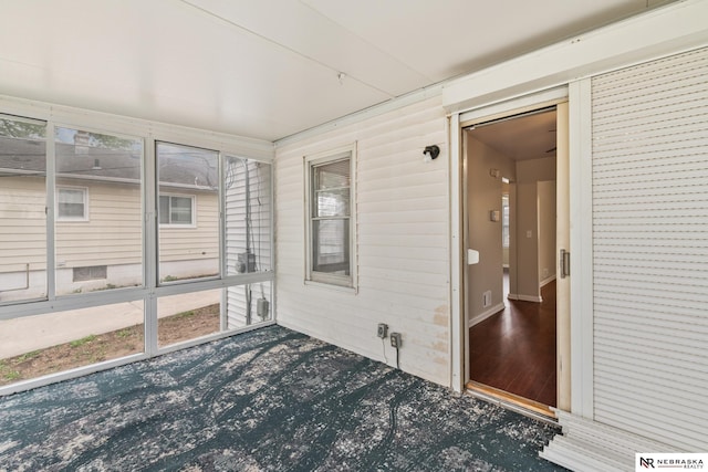 view of unfurnished sunroom