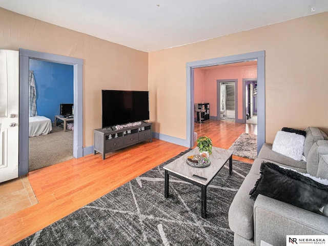 living area featuring wood finished floors