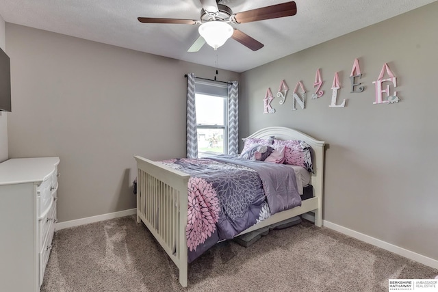 bedroom featuring light colored carpet, a ceiling fan, baseboards, and visible vents