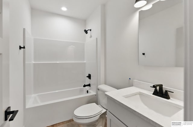 16951 Benjamin St, Bennington, NE 68007 - bathroom with toilet, shower / tub combination, vanity, and wood finished floors